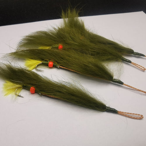 Olive Weed Fly (Snake) - DEADLY FLY - FISHING - NEW Set Of 4