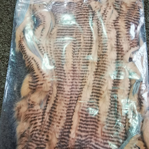 Full Rabbit Skin Pre-cut Zonker strips PEACH BLACK BARRED