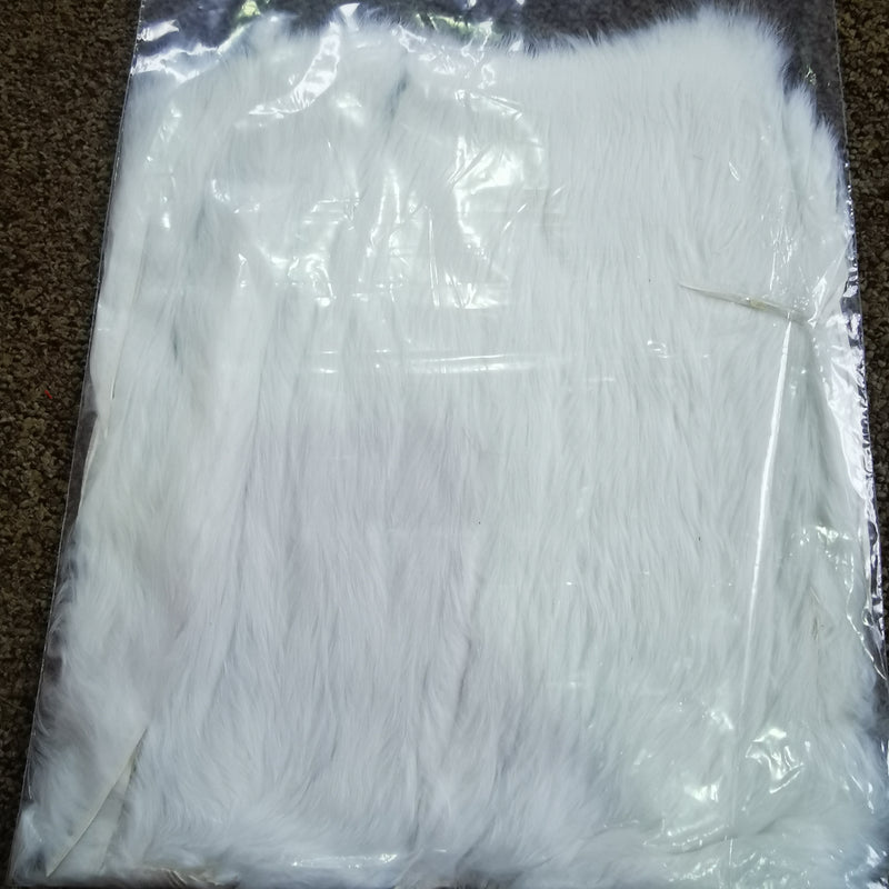 Full Rabbit Skin Pre-cut Zonker strips WHITE