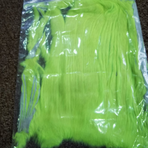 Full Rabbit Skin Pre-cut Zonker strips CHARTREUSE