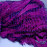 Full Rabbit Skin Pre-cut Zonker strips PINK PURPLE TIPPED BLACK BARRED
