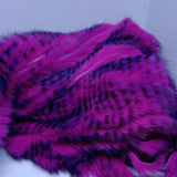 Full Rabbit Skin Pre-cut Zonker strips PINK PURPLE TIPPED BLACK BARRED