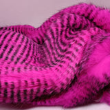 Full Rabbit Skin Pre-cut Zonker strips PINK BLACK BARRED