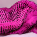 Full Rabbit Skin Pre-cut Zonker strips PINK BLACK BARRED