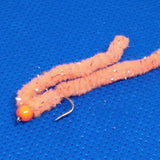 6 Orange Shimmy Worms Fly Fishing Fly. Size 10 Barbed Hook