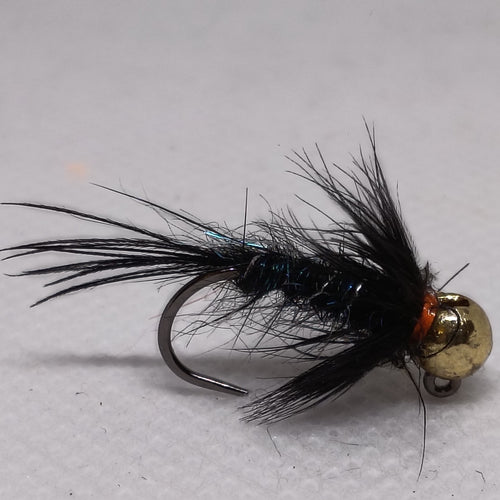 TUNGSTEN NYMPHS 4.6mm BEADS Size 10 Barbless Jig Hook UV Black Brass Bead