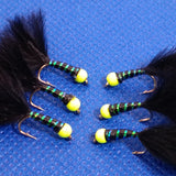 6 Holo Viva Hot Head Bung Buzzers Stalking Size 12 - Fly Fishing Flies Trout