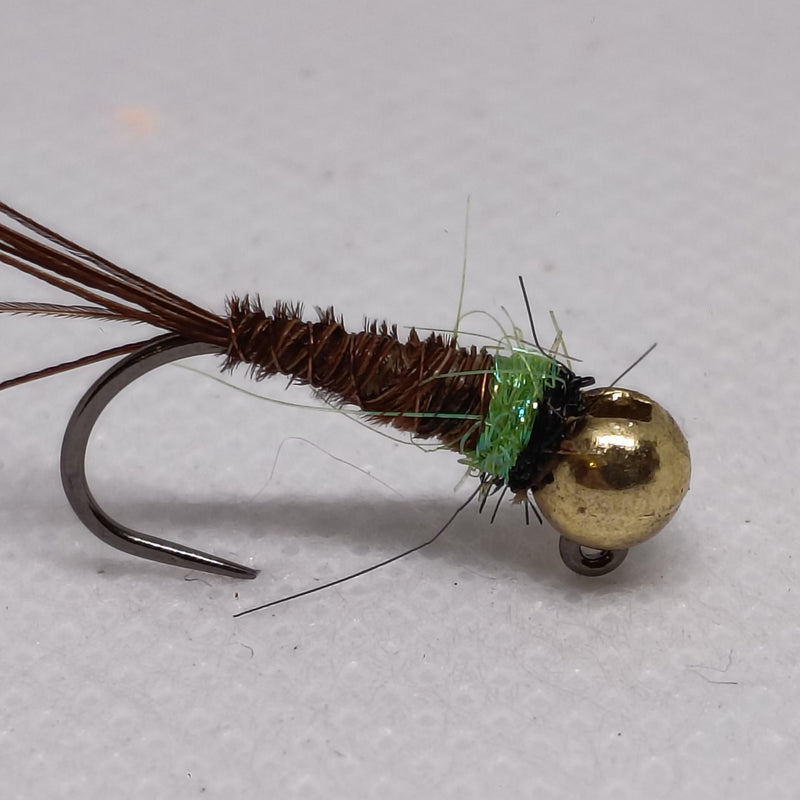 TUNGSTEN NYMPHS 4.6mm BEADS Size 10 Barbless Jig Hook Pheasant Tail Brass Bead