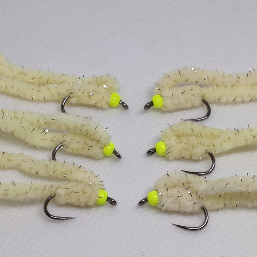 6 Flu Cheese Shimmy Worms Fly Fishing Fly. Size 10 Barbless