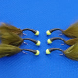 6 Olive Hot Head Bung Buzzers Stalking Size 12 - Fly Fishing Flies Trout (Copy) (Copy) (Copy)