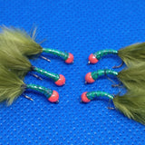 6 Elf Hot Head Bung Buzzers Stalking Size 12 - Fly Fishing Flies Trout