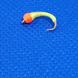 6 Chartreuse Hot Head Beaded Bung Buzzers Barbed Size 10 Trout Fly
