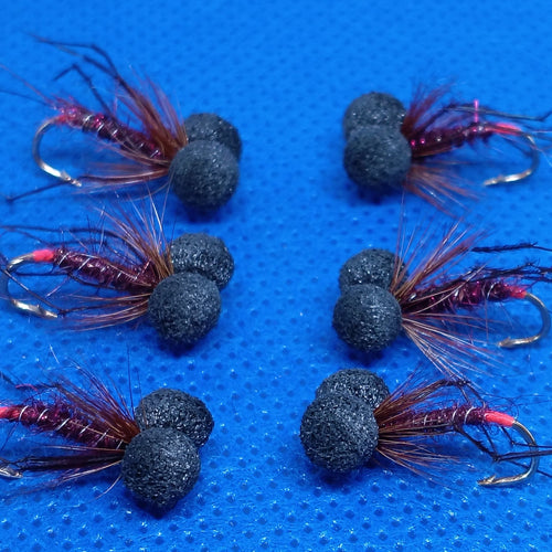 Claret Hopper Booby Wet Fly Fishing Trout Lures size 10