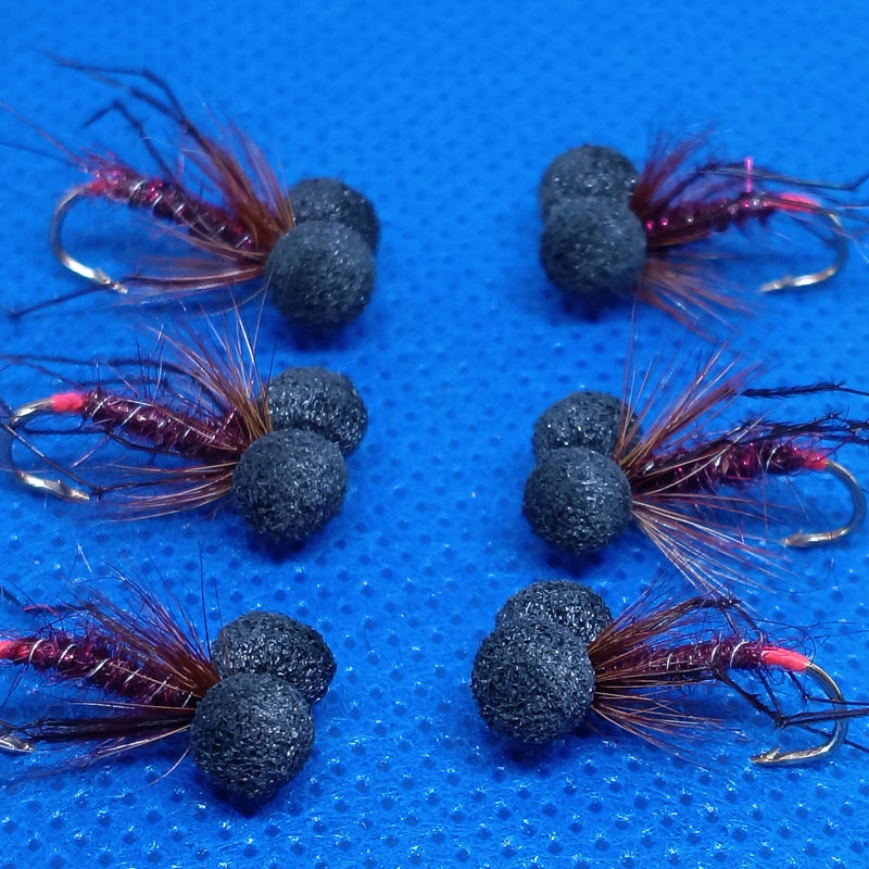 Claret Hopper Booby Wet Fly Fishing Trout Lures size 10