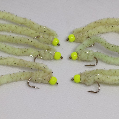 6 Mojito Shimmy Worms Fly Fishing Fly. Size 10 Barbed Hook