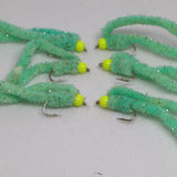 6 Spearmint Shimmy Worms Fly Fishing Fly. Size 10 Barbed Hook