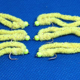 6 Yellow Shimmy Worms Fly Fishing Fly. Size 10 Barbed Hook