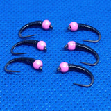 6 'Dogs Bollox Pink/Black' Bung Buzzers Barbless Size 10 - Fly Fishing Trout Fly