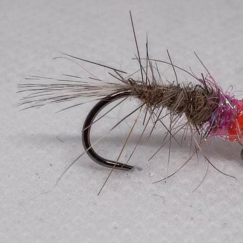 TUNGSTEN NYMPHS 4.6mm BEADS Size 10 Barbless Jig Hook Hares Ear Pink Collar Copper Bead