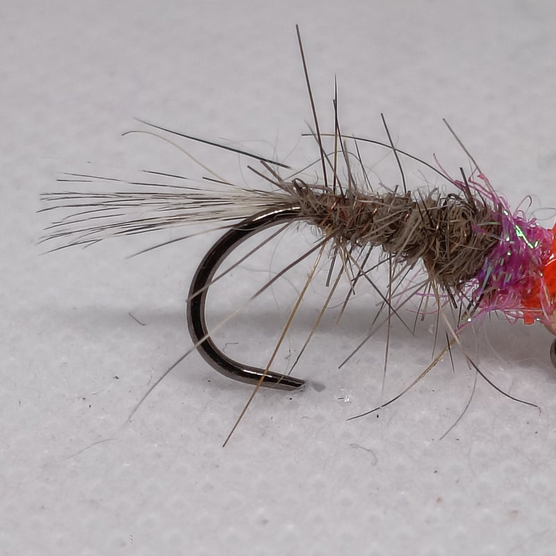 TUNGSTEN NYMPHS 4.6mm BEADS Size 10 Barbless Jig Hook Hares Ear Pink Collar Copper Bead