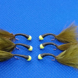 6 Olive Hot Head Bung Buzzers Stalking Size 12 - Fly Fishing Flies Trout (Copy) (Copy) (Copy)
