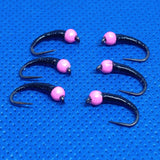 6 'Dogs Bollox Pink/Black' Bung Buzzers Barbless Size 10 - Fly Fishing Trout Fly