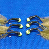 6 Olive Hot Head Bung Buzzers Stalking Size 12 - Fly Fishing Flies Trout (Copy) (Copy) (Copy)