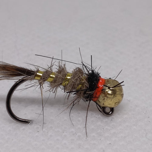 TUNGSTEN NYMPHS 4.6mm BEADS Size 10 Barbless Jig Hook GRHE Brass Bead