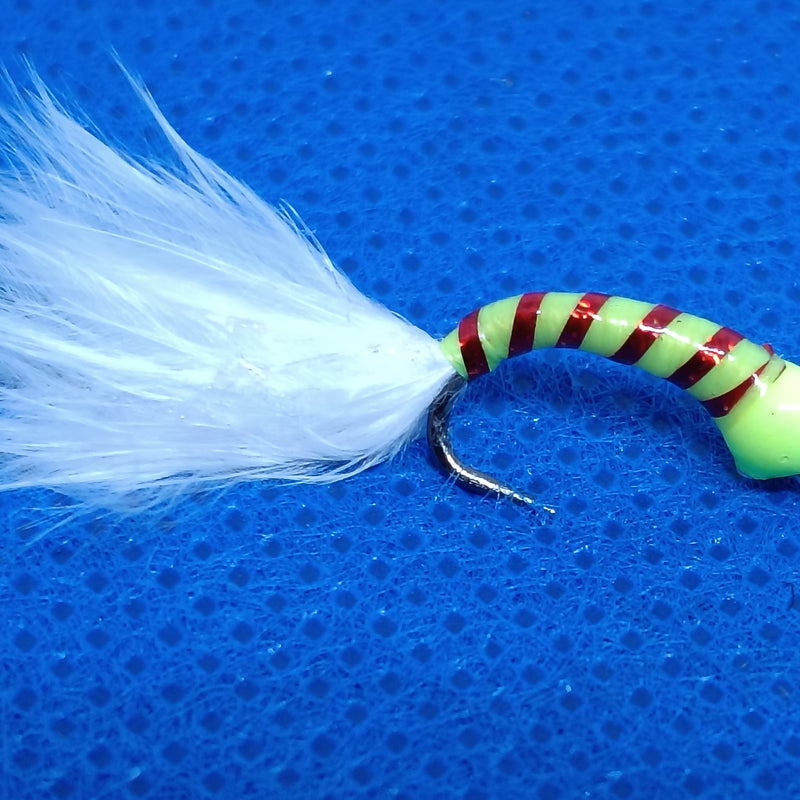 6 Red Stripped Holographic Hot Head Bung Buzzers Stalking Size 12 - Fly Fishing Flies Trout