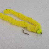 6 Flu Yellow Shimmy Worms Fly Fishing Fly. Size 10 Barbed Hook