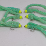 6 Spearmint Shimmy Worms Fly Fishing Fly. Size 10 Barbed Hook