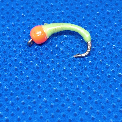 6 Chartreuse Hot Head Beaded Bung Buzzers Barbed Size 10 Trout Fly