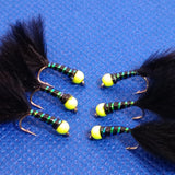 6 Holo Viva Hot Head Bung Buzzers Stalking Size 12 - Fly Fishing Flies Trout