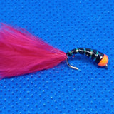 6 RED Phoenix Hot Head Bung Buzzers Stalking Size 12 - Fly Fishing Flies Trout