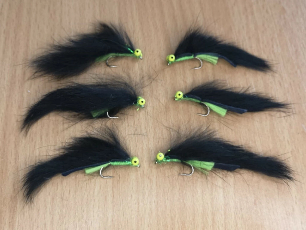 Black lumi cats Lure size 10 Fly Fishing Flies Trout(set of 6)