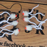 6 X Cheese Squirmy Worm Blob Size 10 Barbless Hot Head Trout Flies.
