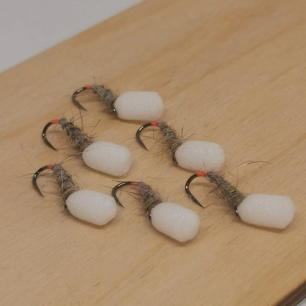 Hot Butt Hares Ear Suspended buzzer Set of 6  Fly Fishing Trout Flies SIZE 12