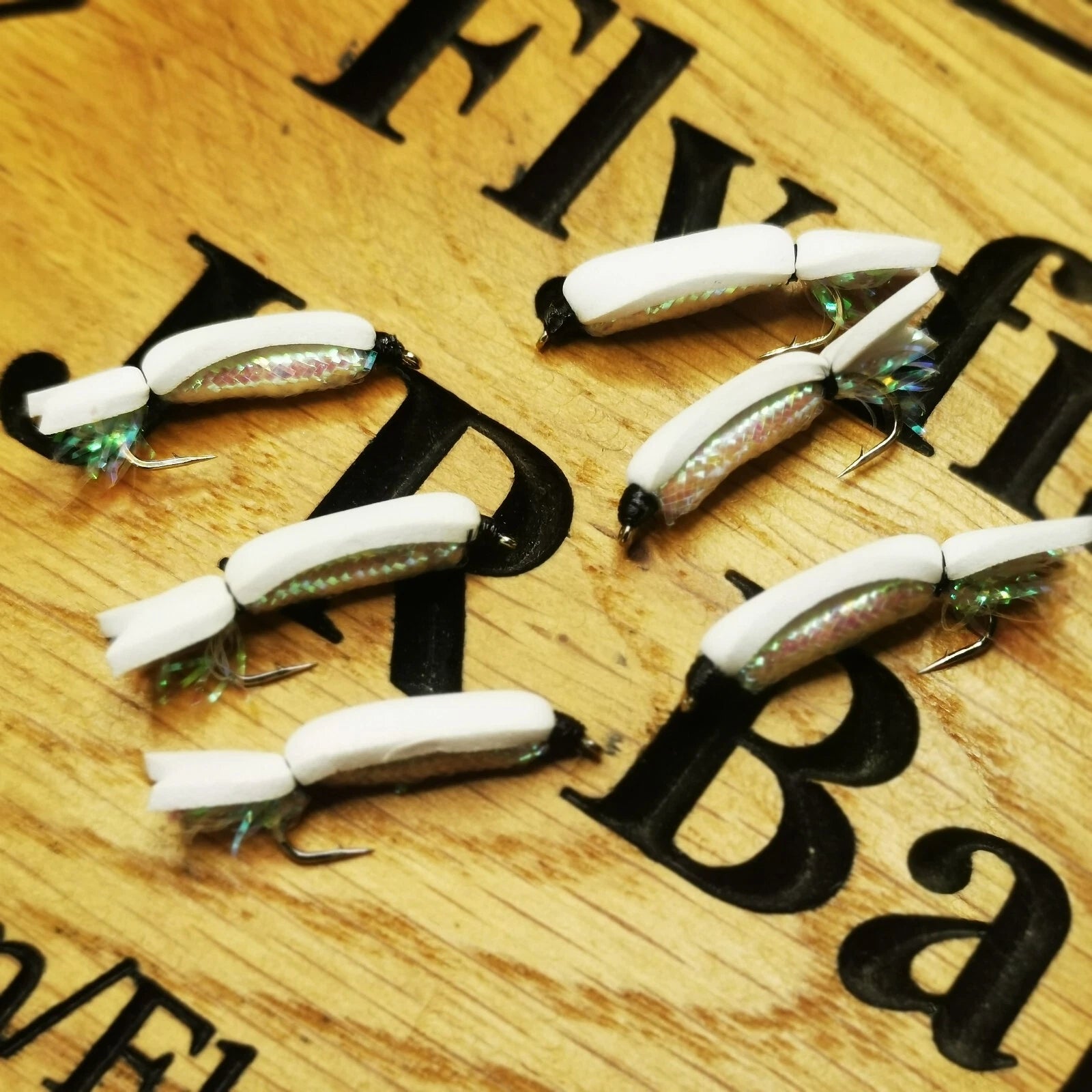 White Floating Fry Fishing Dry Trout Flies size 10 Set of 6