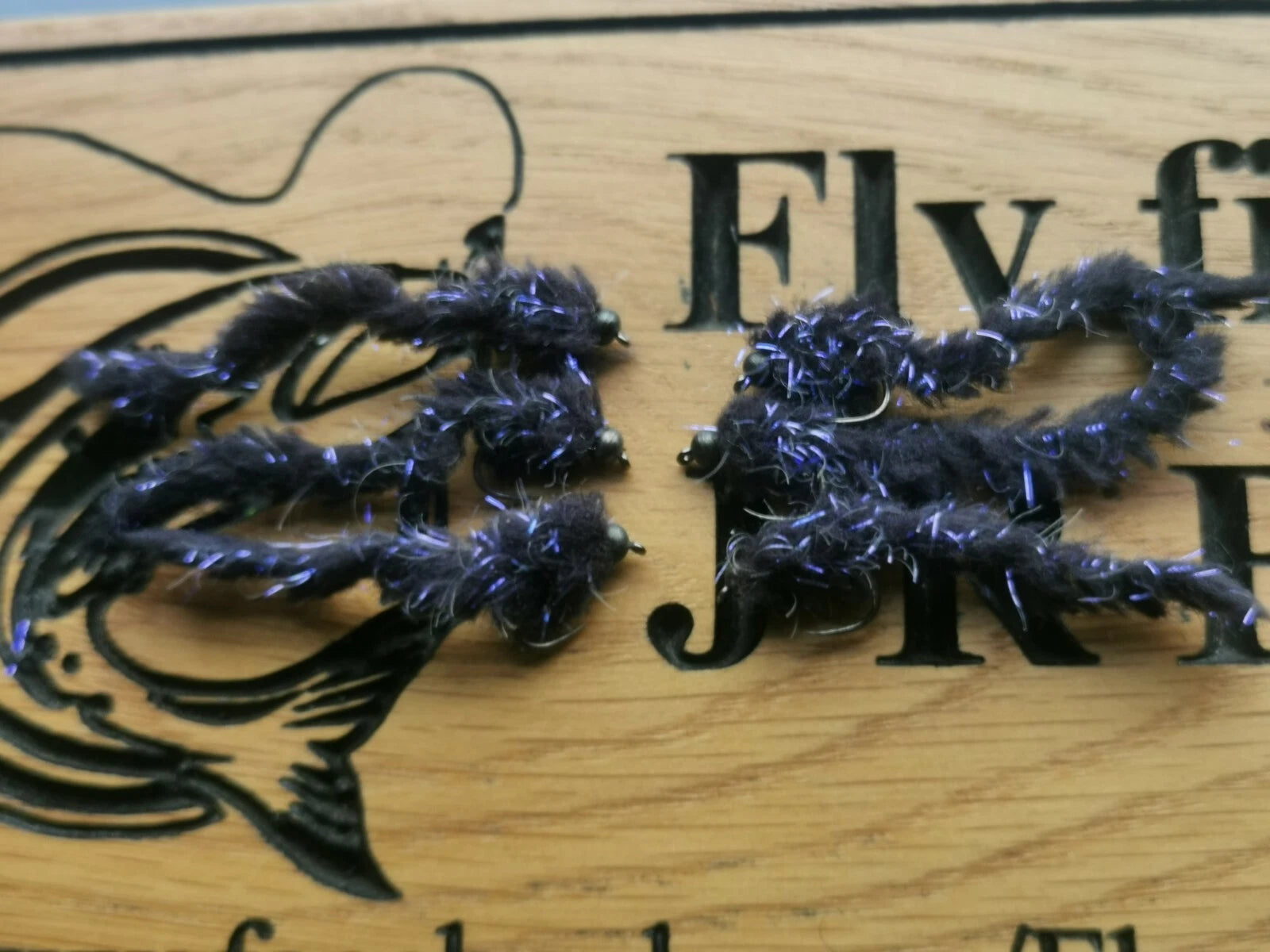 6 BLACK Electric Eggstacy UV Worms. Fly Fishing trout fly lure