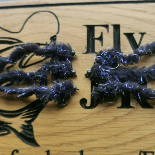 6 BLACK Electric Eggstacy UV Worms. Fly Fishing trout fly lure