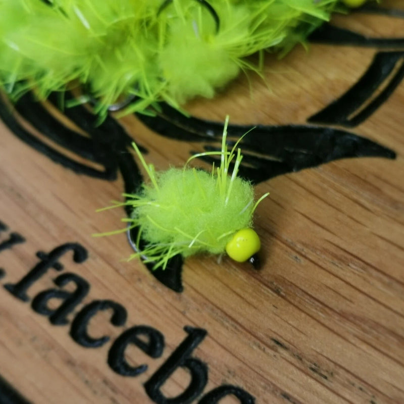 6 CHARTREUSE EGGSTACY BLOBS FISHING TROUT FLIES  SIZE 10 BARB LESS HOTHEAD