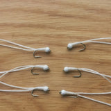 6 x WHITE FLEXI-FLOSS STALKING BUG ,LURES,TROUT FLIES, BUZZERS SIZE 12