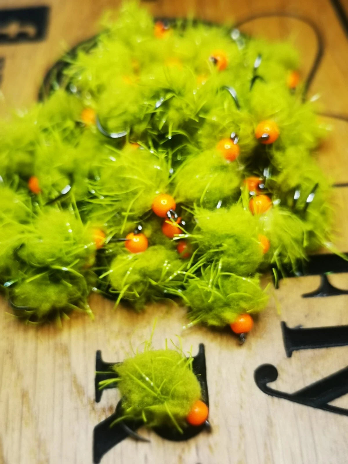 6 OLIVE /OLIVE STRAGGLE EGG-IT BLOBS TROUT FLIES  SIZE 10 BARBLESS HOTHEAD