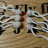 6 x Squirmy Worm Blob Size 10 Barbless White Fritz Hot Head Trout Flies.