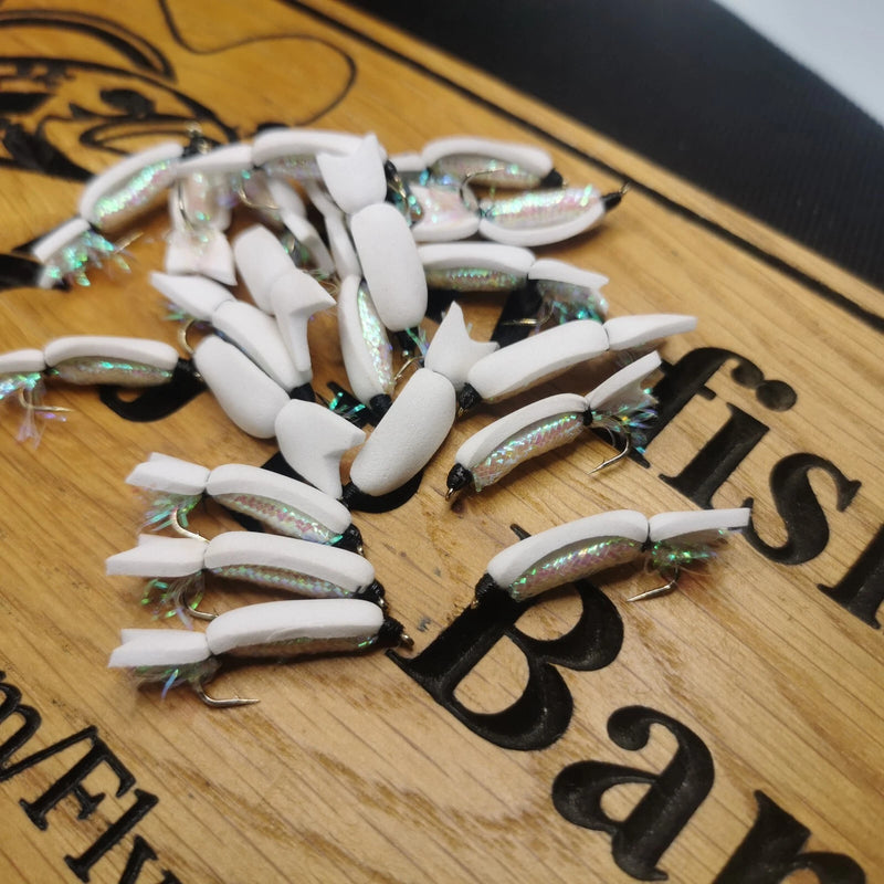 White Floating Fry Fishing Dry Trout Flies size 10 Set of 6