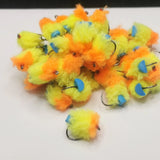 6 Tequila Eggstacy FAB BLOBS/TROUT FLIES/FLY FISHING size 10 barbless