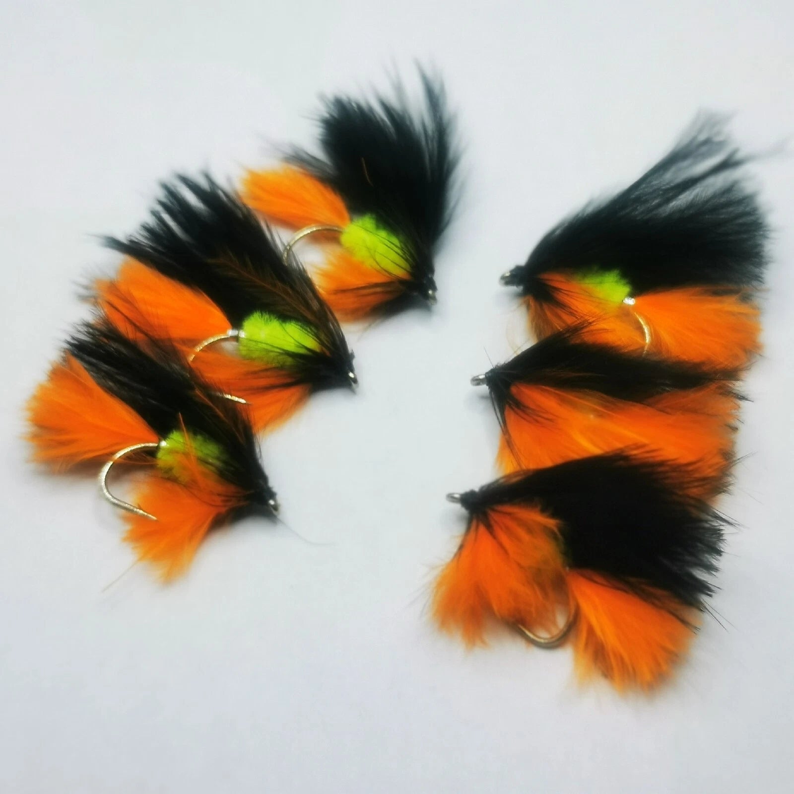 6 Black And Orange Mini Lures Fly Fishing Trout Fly Size 10