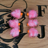 6 PINK AND WHITE EGGSTACY BLOBS FISHING TROUT FLIES  SIZE 10 BARB LESS HOTHEAD