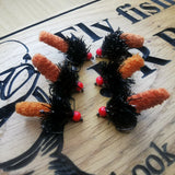 Black / Orange Mop Flies Size 10 (Set of 6) Fly Fishing Flies