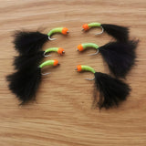 6 Black Cats Whisker Hot Head Stalking Bug Bung Buzzers Barbed Size 12 -